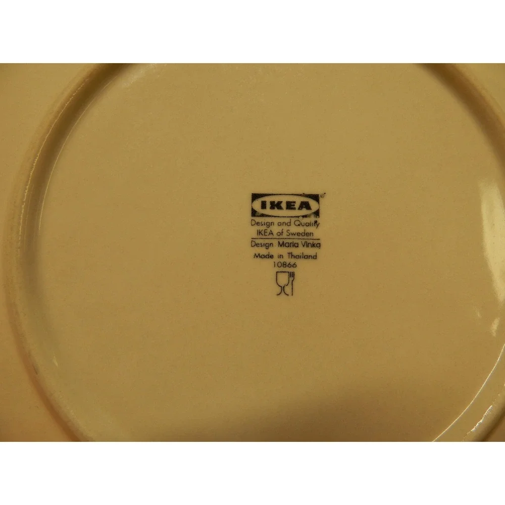 IKEA DINERA Beige Stoneware Plates Set of 2 Maria Vinka Design 10866 Thailand